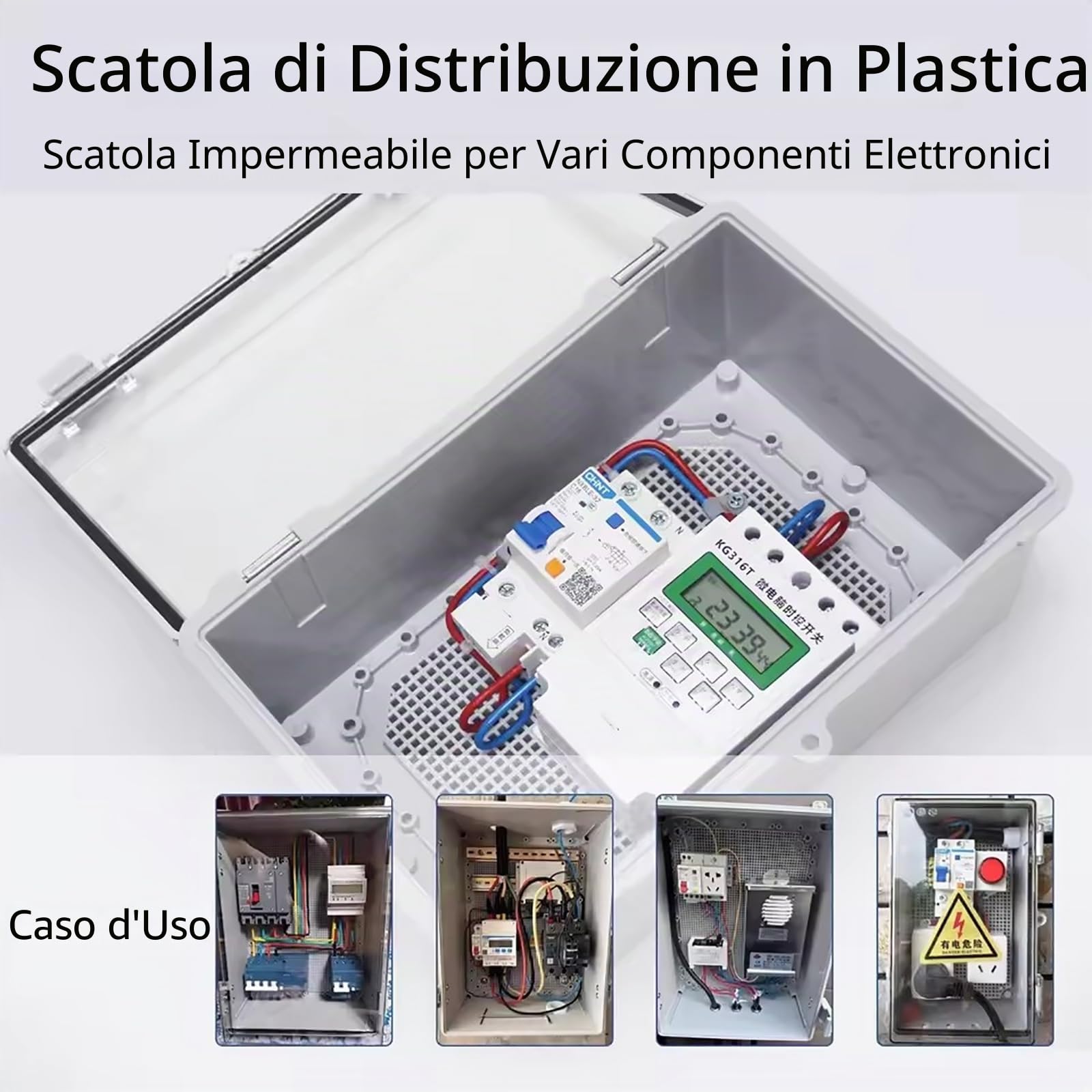 NEWFUN Scatola Elettrica da Esterno, Scatola Derivazione Eesterna IP66, Armadio Elettrico Esterno con Accessori per il Montaggio a Parete 200×300×170MM