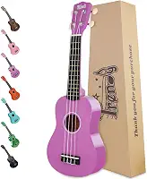 Trendy Ukulele Soprano Dia dos Namorados para Iniciantes, Ukuleles de Madeira Havaiana de 53 cm para Estudante Adulto Iniciante Guitarra de Quatro Cordas (Roxo)