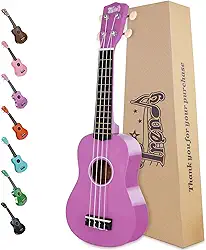 Trendy Ukulele Soprano de Natal para iniciantes Ukuleles de madeira havaiana de 53 cm para estudantes adultos iniciantes guitarra de quatro cordas (roxo)