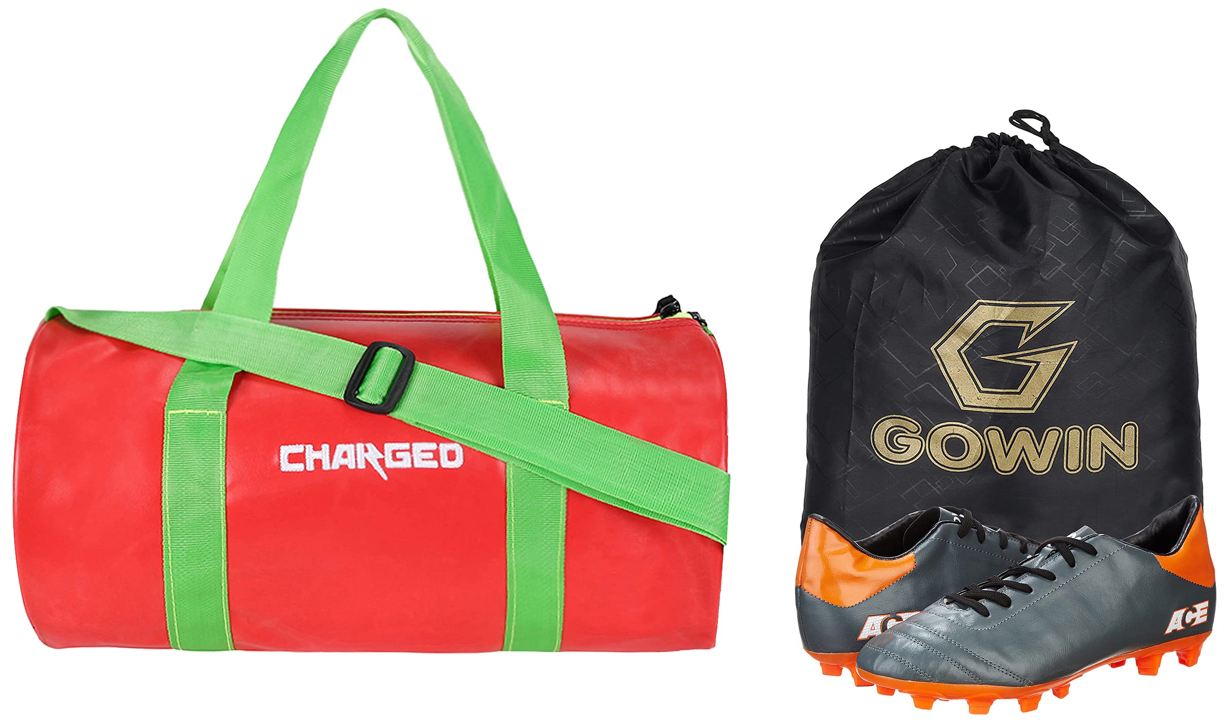 charged Sports Bag Adena Red with Gowin Football Shoe Ace Grey Orange Size-5-picture-20