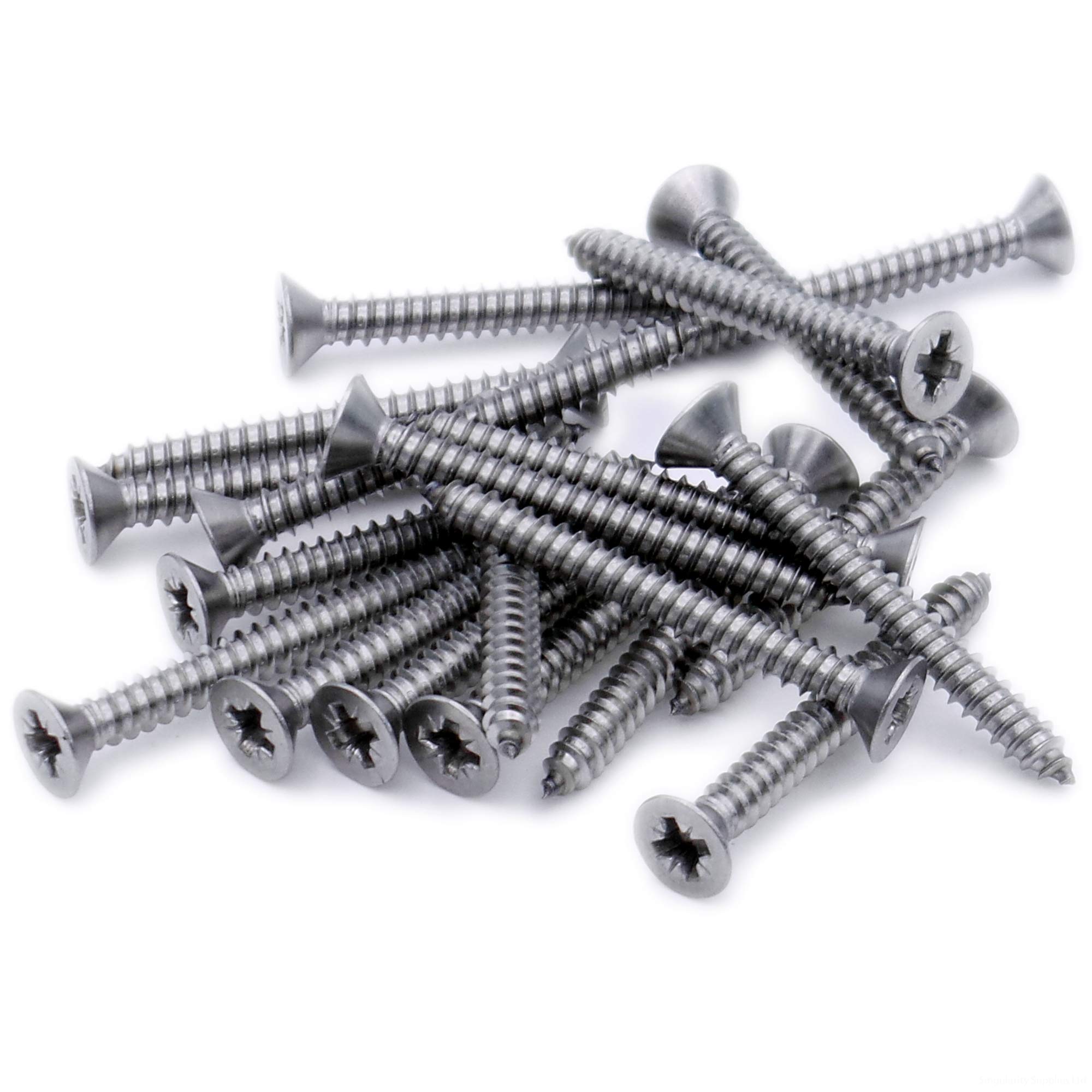 No.8 x 0.75 (4.2mm x 19mm) Pozi Countersunk Self-Tapping Screw - Stainless Steel (A2) (Pack of 20)