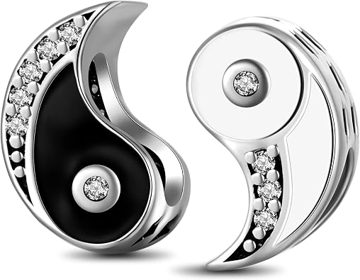 GNOCE Yin-yang Bagua Tai Chi Double Charm for Her, S925 Sterling Silver Bead Charm for Women Wife, Valentines Day, Mothers Day