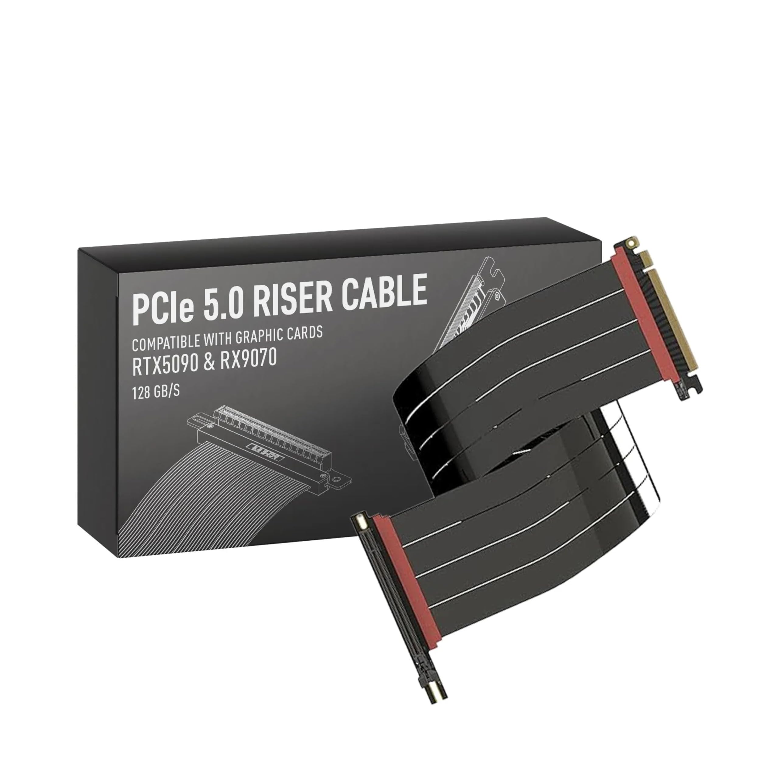 LINKUP PCIE 5.0 Riser Cable | for Vertical GPU Mount | Right Angle | Graphics Card GPU Ready | Usable with PCIe 4.0 &amp; RX 9070/ RTX5090 | 70cm (Total Length: 74cm)