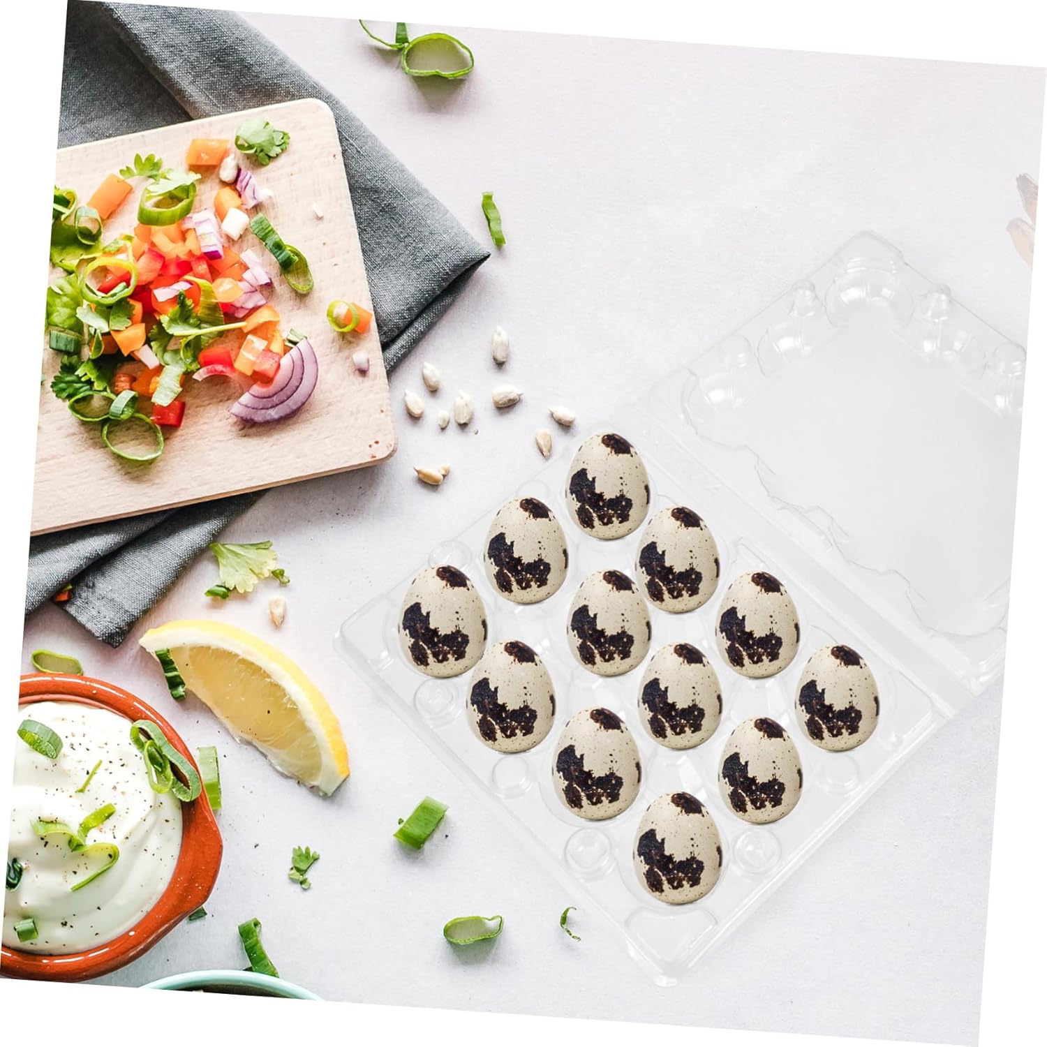 Gadpiparty 50pcs Quail Eggs Storage Boxes Plastic Egg Holders Bulk Kitchen Supply