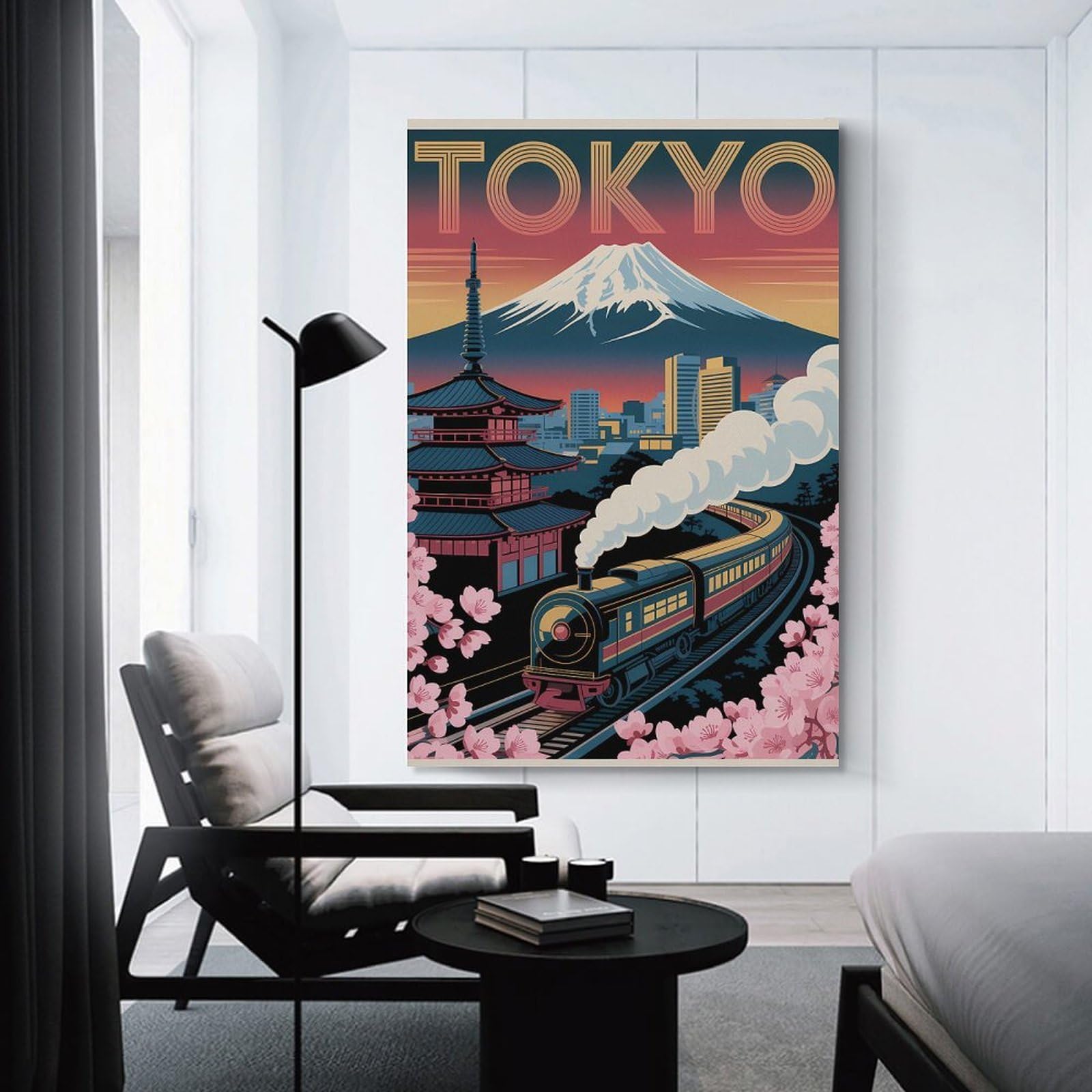 Junmoney Canvas Wall Decor Tokyo Vintage Travel (2), 24x36inch(60x90cm), for Gallery Wall Layouts in Home Or Office, Home Wall Art for Statement Displays