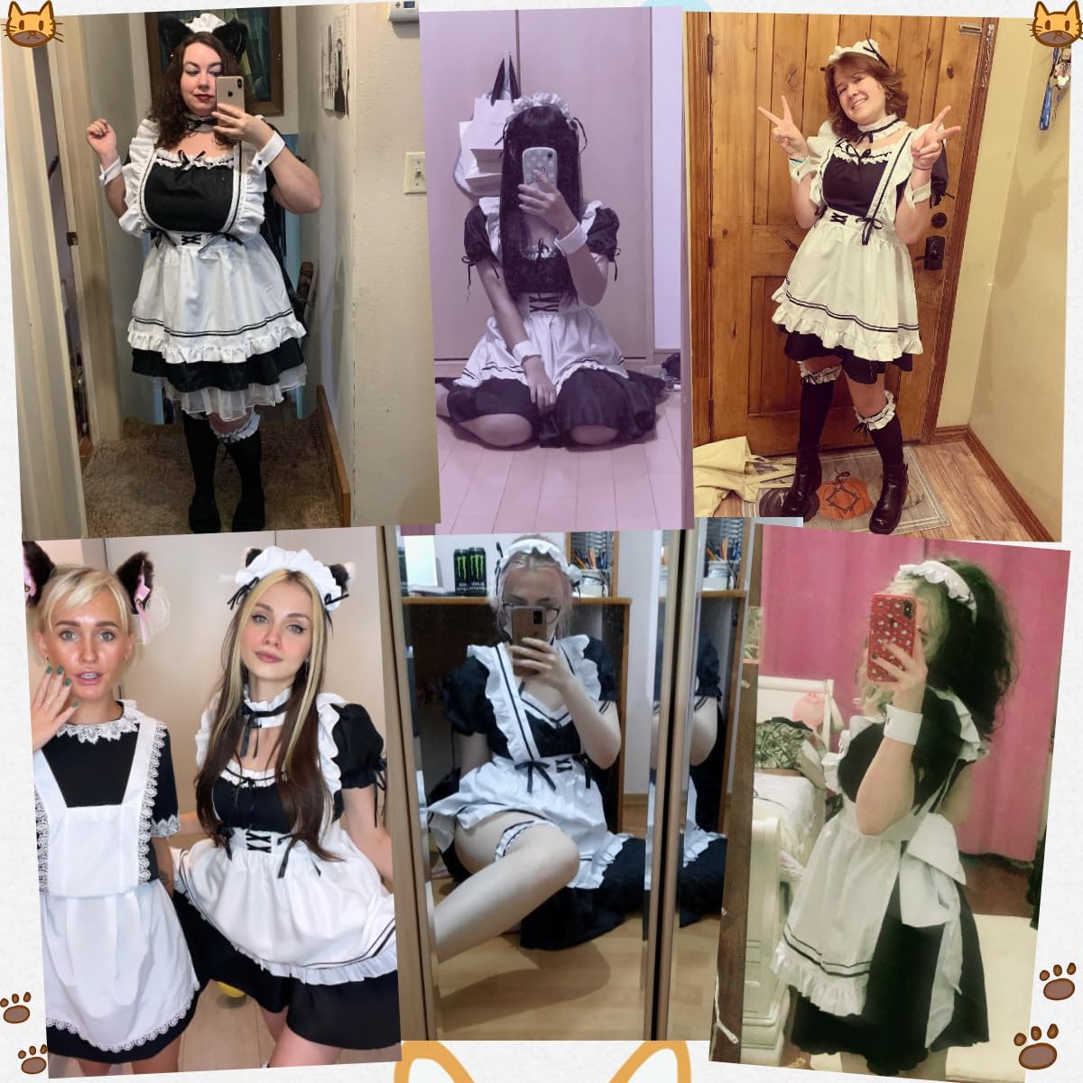 Anime Cosplay French Maid Outfit Dress Maid Costume Set Apron Cute Lolita Dress Ear Socks Sets - Image 2