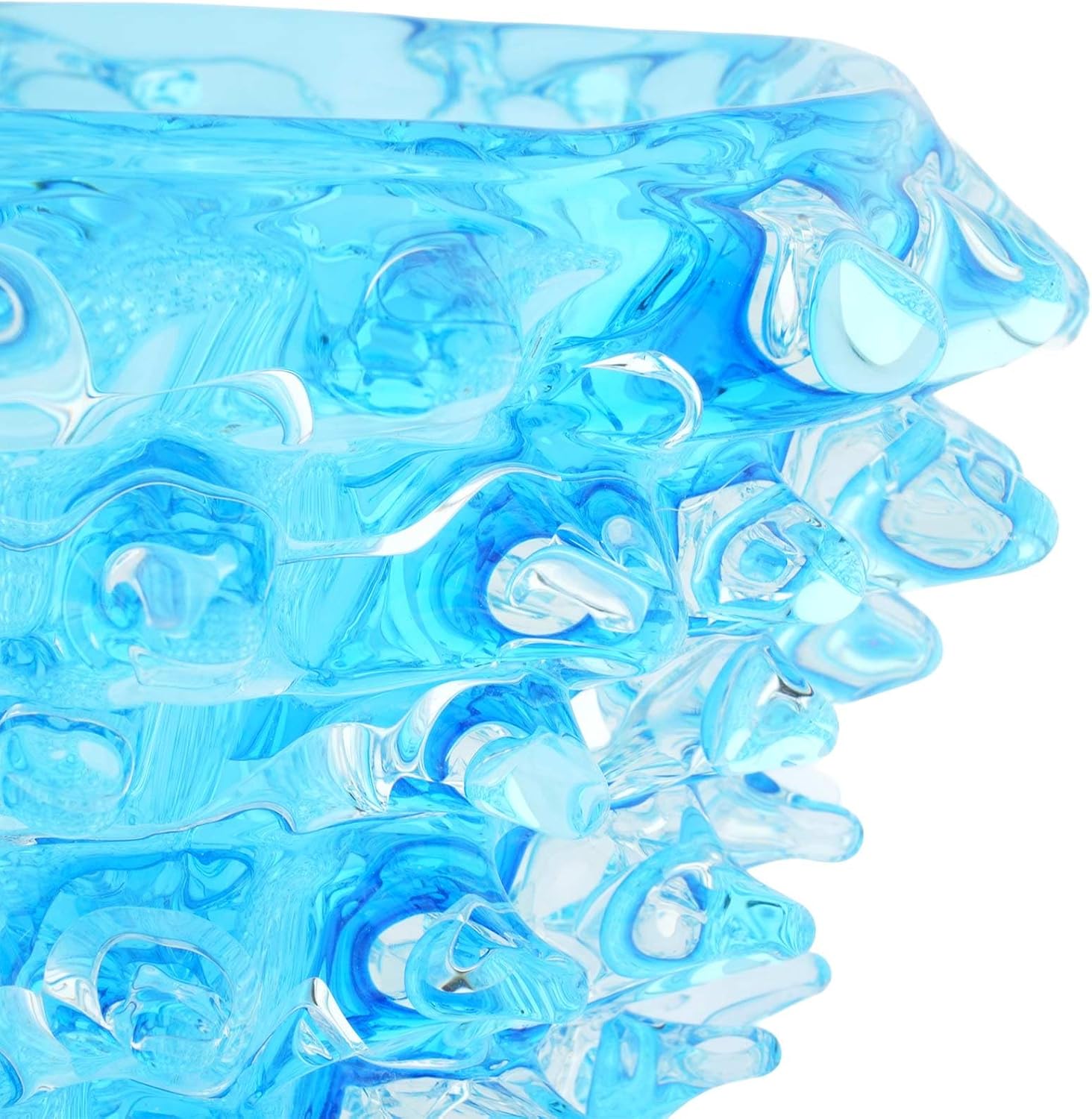 Glass Of Venice Murano Glass Vase - Aqua Blue with Spikes