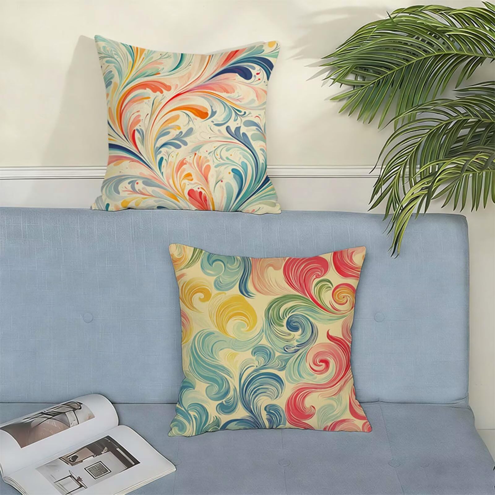 Fundas Cojines 80x80cm Crema Juego de 2, Impermeable Exterior Funda Cojin Lino, Cómodo Transpirables, Antimanchas y Durable Funda de Cojines Planta Primavera Salón, Dormitorio Decoración Hogar X-266