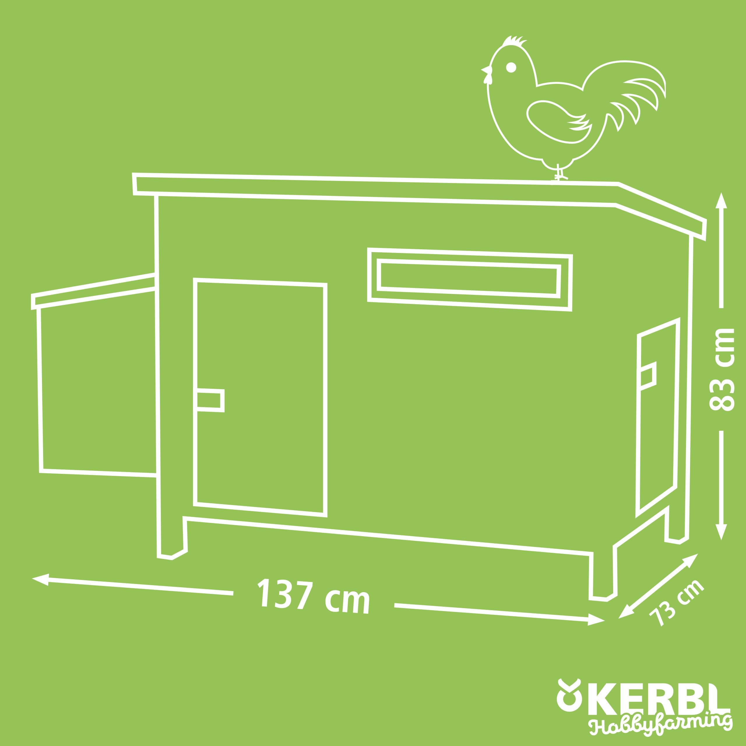 Kerbl Hobbyfarming ECO-Kunststoffstall für Hühner, Hühnerstall, 137x73x83cm, wetterfest, nachhaltiges Material, einfache Pflege, langlebig