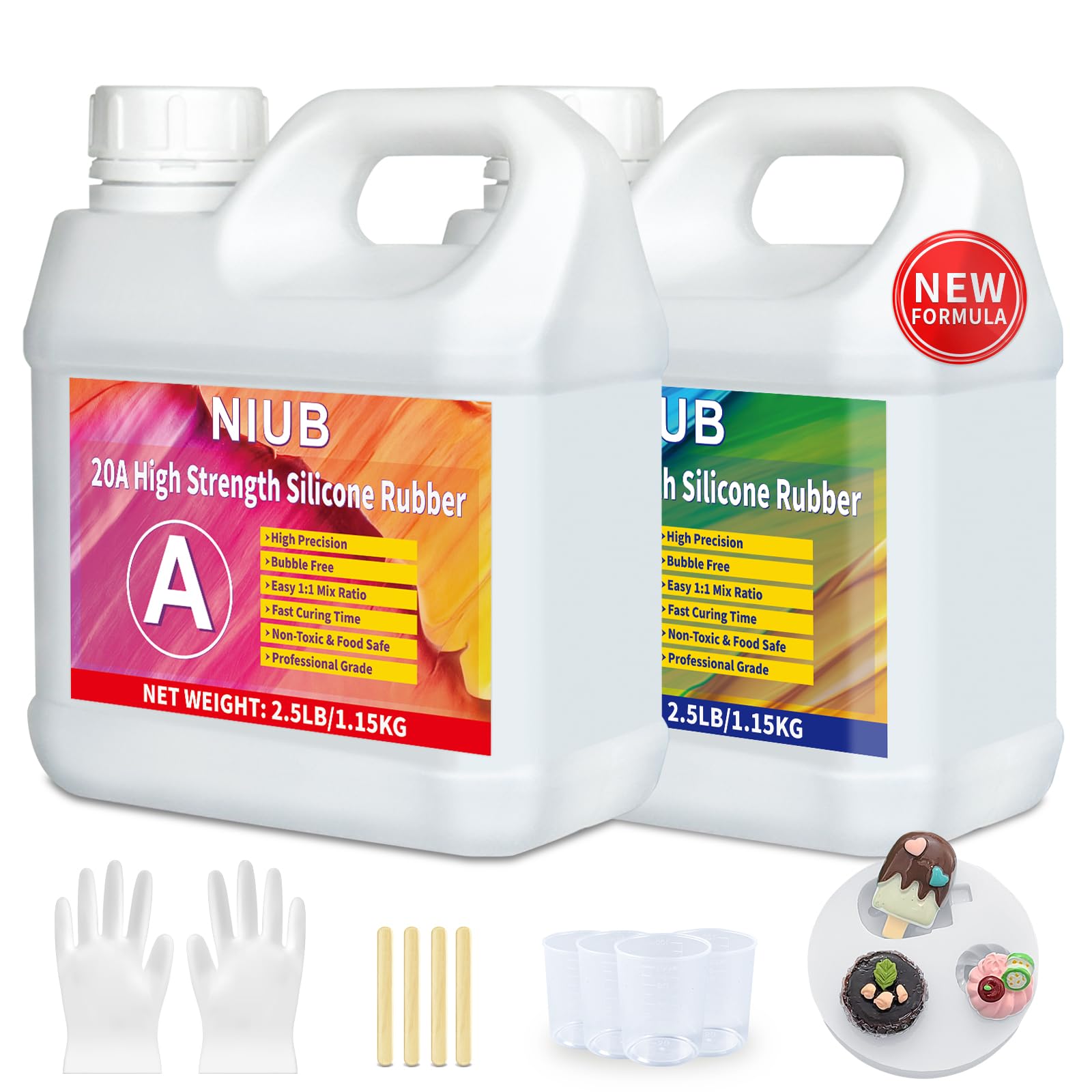 NIUB 20A Silicone Mould Making Kit,80 oz Silicone Mold Making Kit, Food Safe Mould Making Silicone Rubber, Platinum Liquid Silicone Rubber for Mold Making