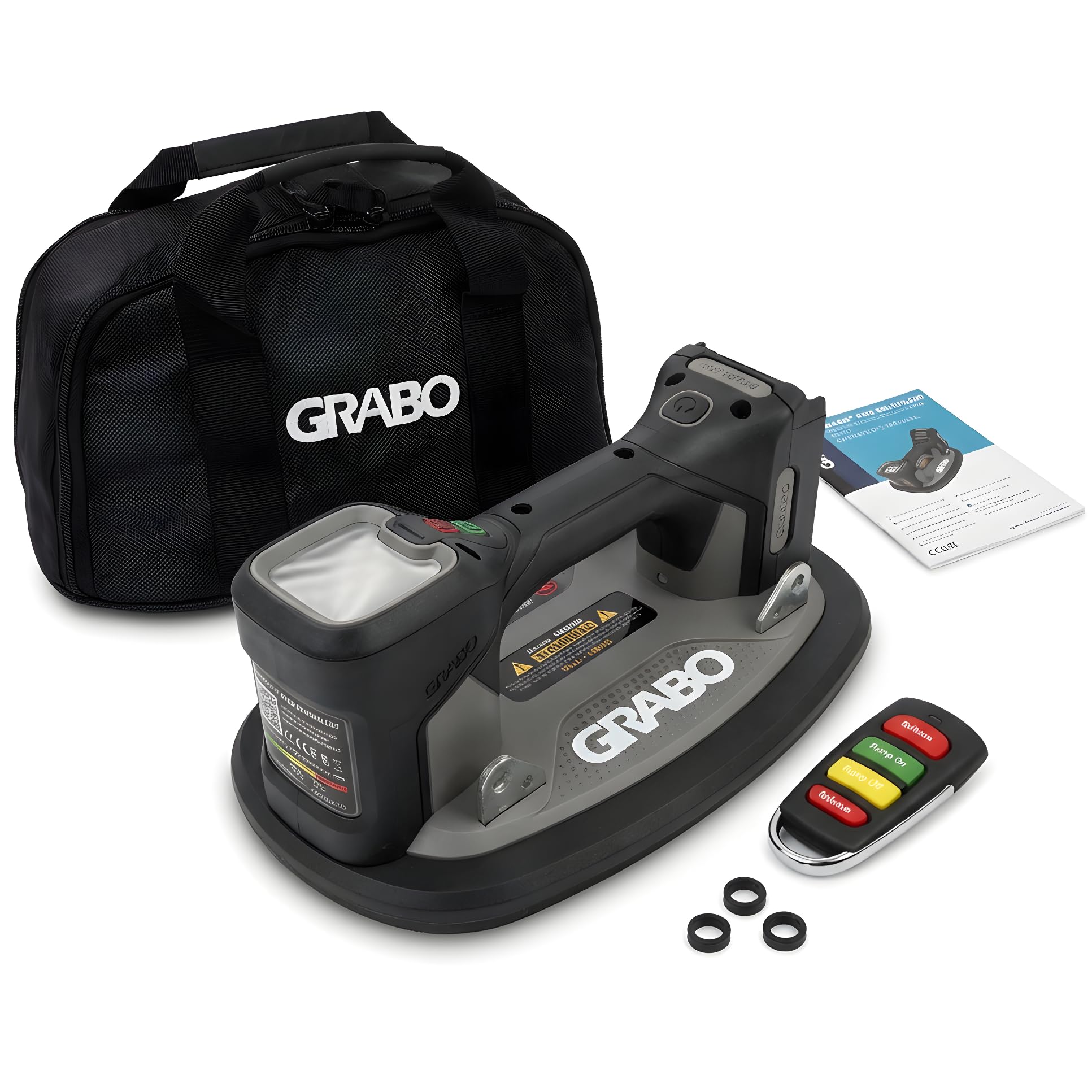 Grabo Black / Grey Brushless Digital Battery Vacuum Suction Lifter 120 Kg [Brand Battery Compatible] Electric Plate & Tile Lifter With Auto-Re-Suction, Digital Display For Glass, Stone & Tiles (Without Battery