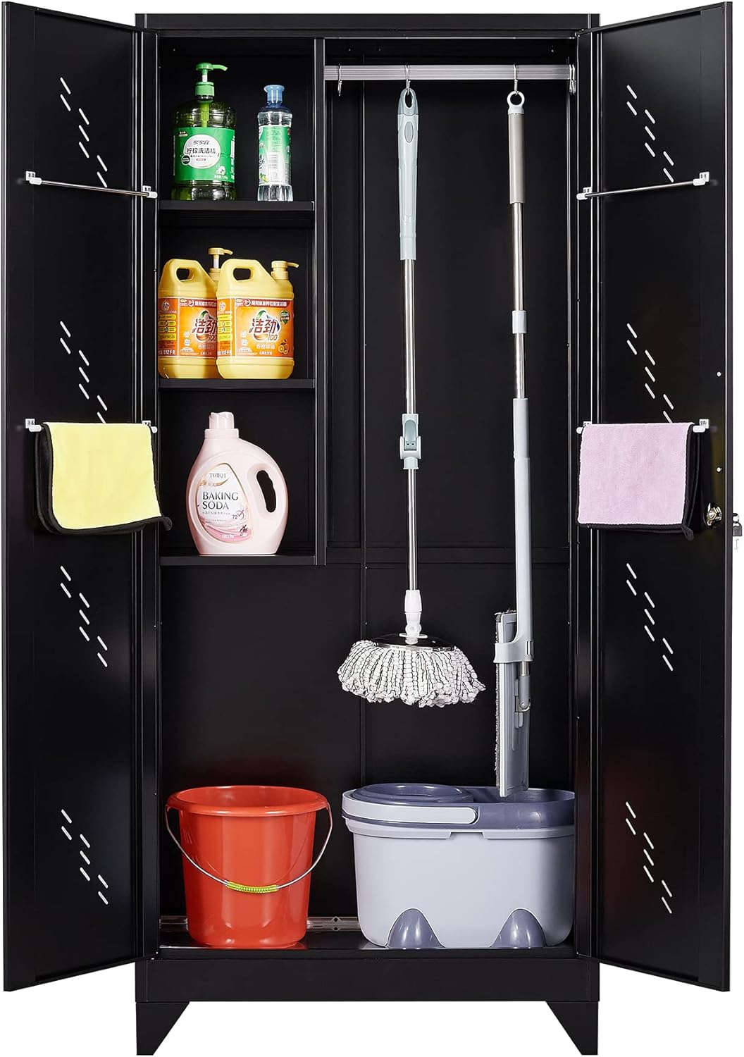 72.8" H Utility Closet For Brooms And Mops, Cleaning Metal - View #4