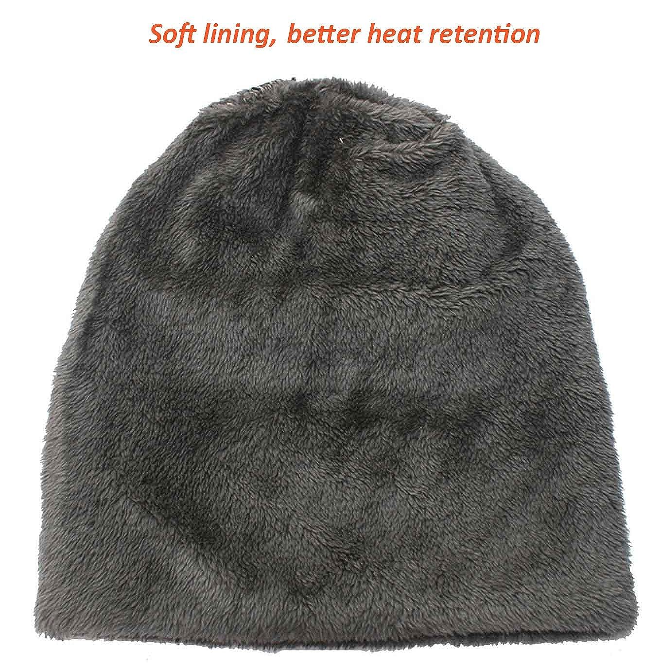 Teemoods Gorro de lana para hombre y mujer con calentador de cuello, gorro de punto con forro de piel, gorro de lana para hombre con silenciador de cuello, silenciador de invierno para mujer