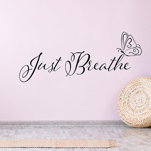 Calcomanía de vinilo para pared, palabras de mariposa, cita inspiradora, sala de yoga, estudio, decoración zen, mural (4478ig) (XL, 30 x 70 pulgadas)