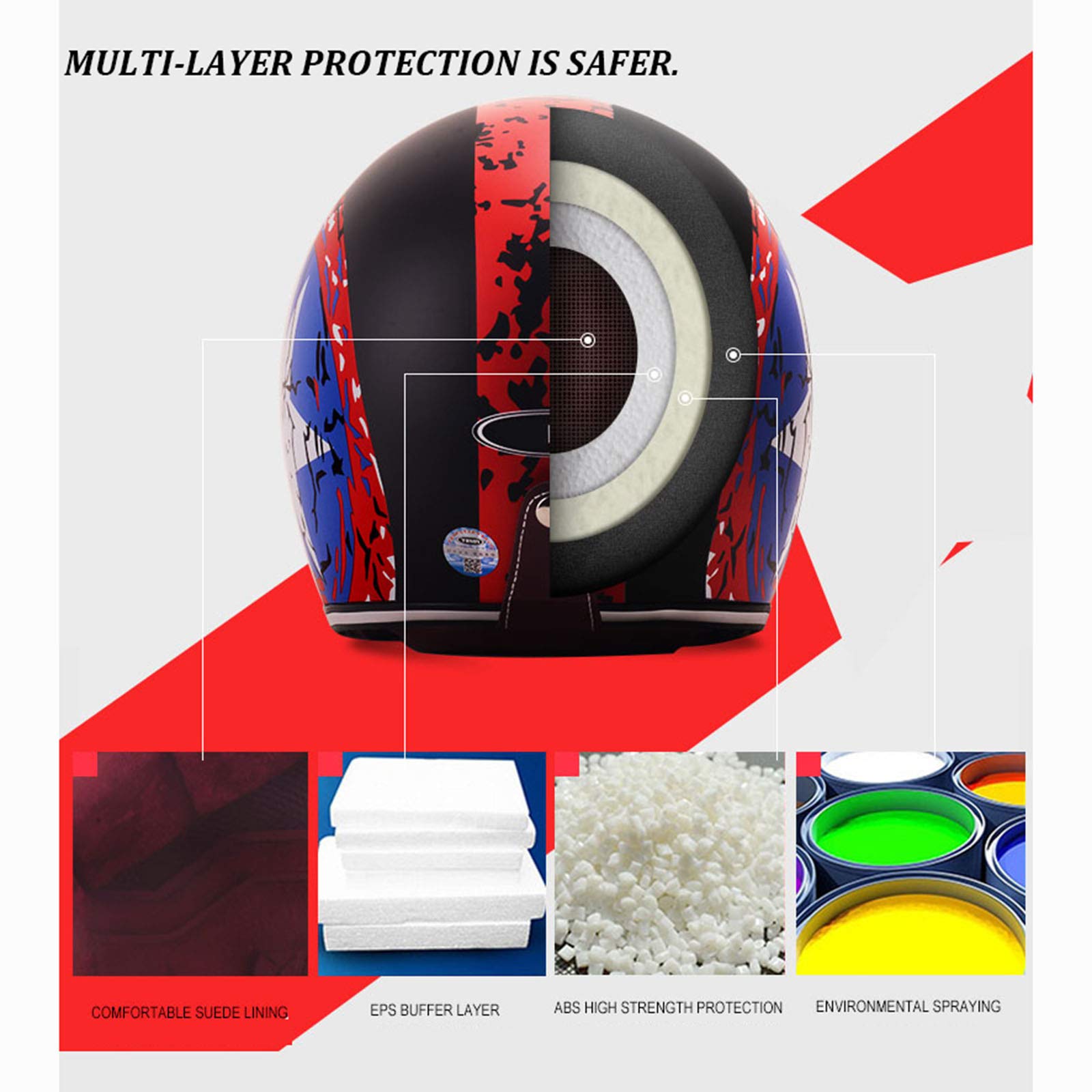 GAOZ Motorcycle Half-Face Jet Pilot Motor-Bike Scooter Biker Retro Chopper Cruiser Vintage Bobber Vintage · DOT Approved Open-Face-Helmet