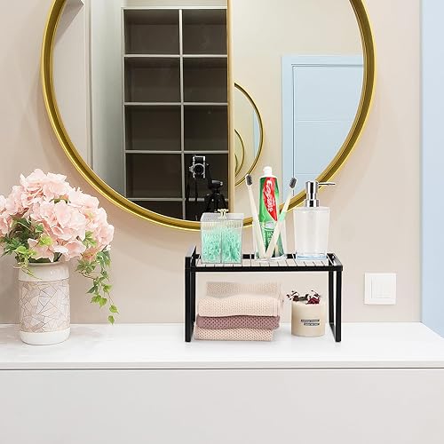 Miniatura 2 de Organizador de estante de gabinete de cocina expandible, estante de almacenamiento de encimera a prueba de óxido para baño, armario, despensa,