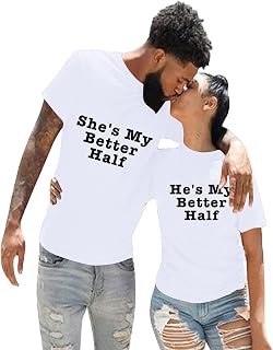 Mi carrito Ropa casual de color sólido con interesante impresión de letras inglesas, cuello redondo, manga corta, ropa para amantes, chico, ella es mi mejor camiseta de tenis para mujer