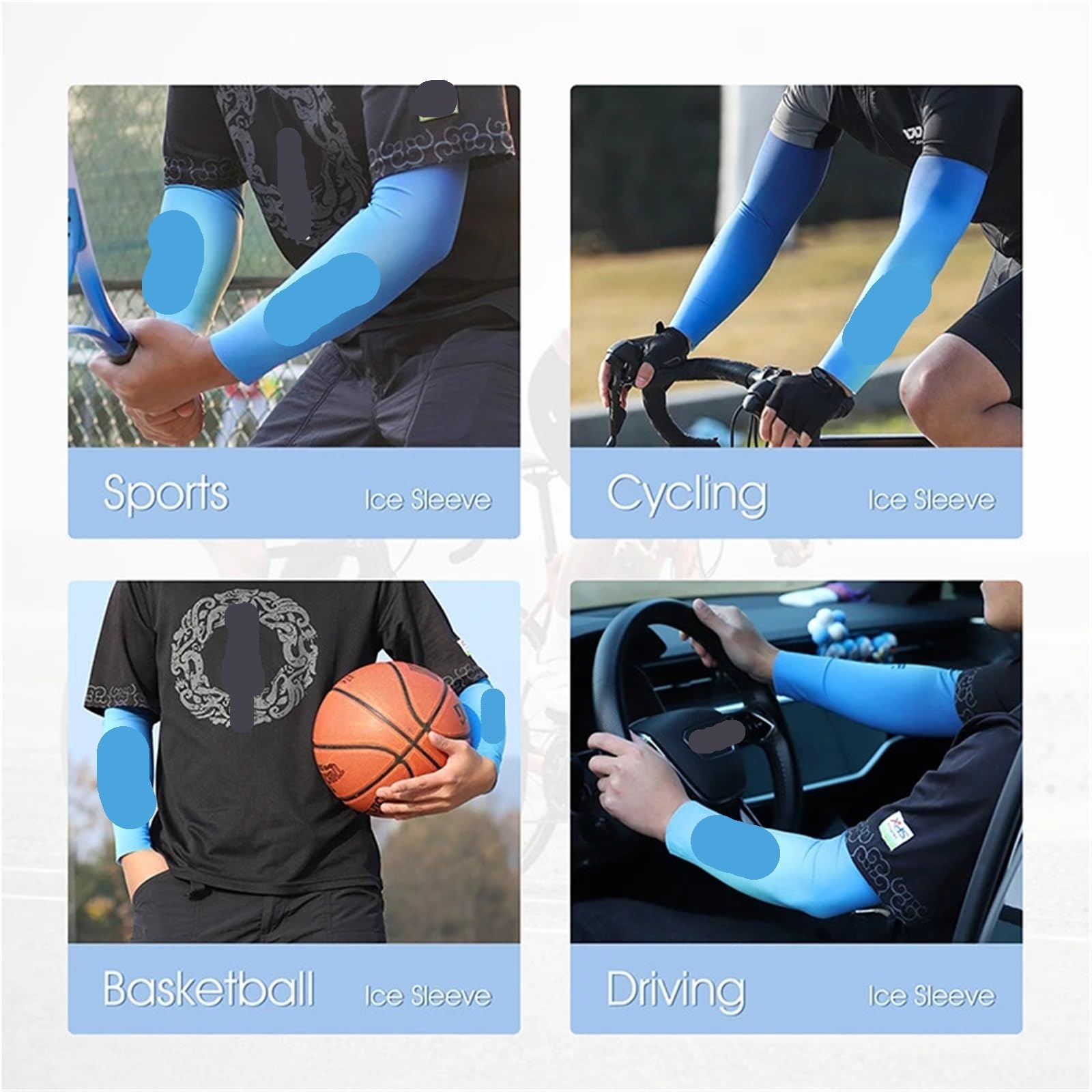 Mangas De Brazo Frescas De Verano Color Degradado Fitness Manga De Protección Solar for Pesca Equipo De Ciclismo De Seda De Hielo Elástico De Secado Rápido