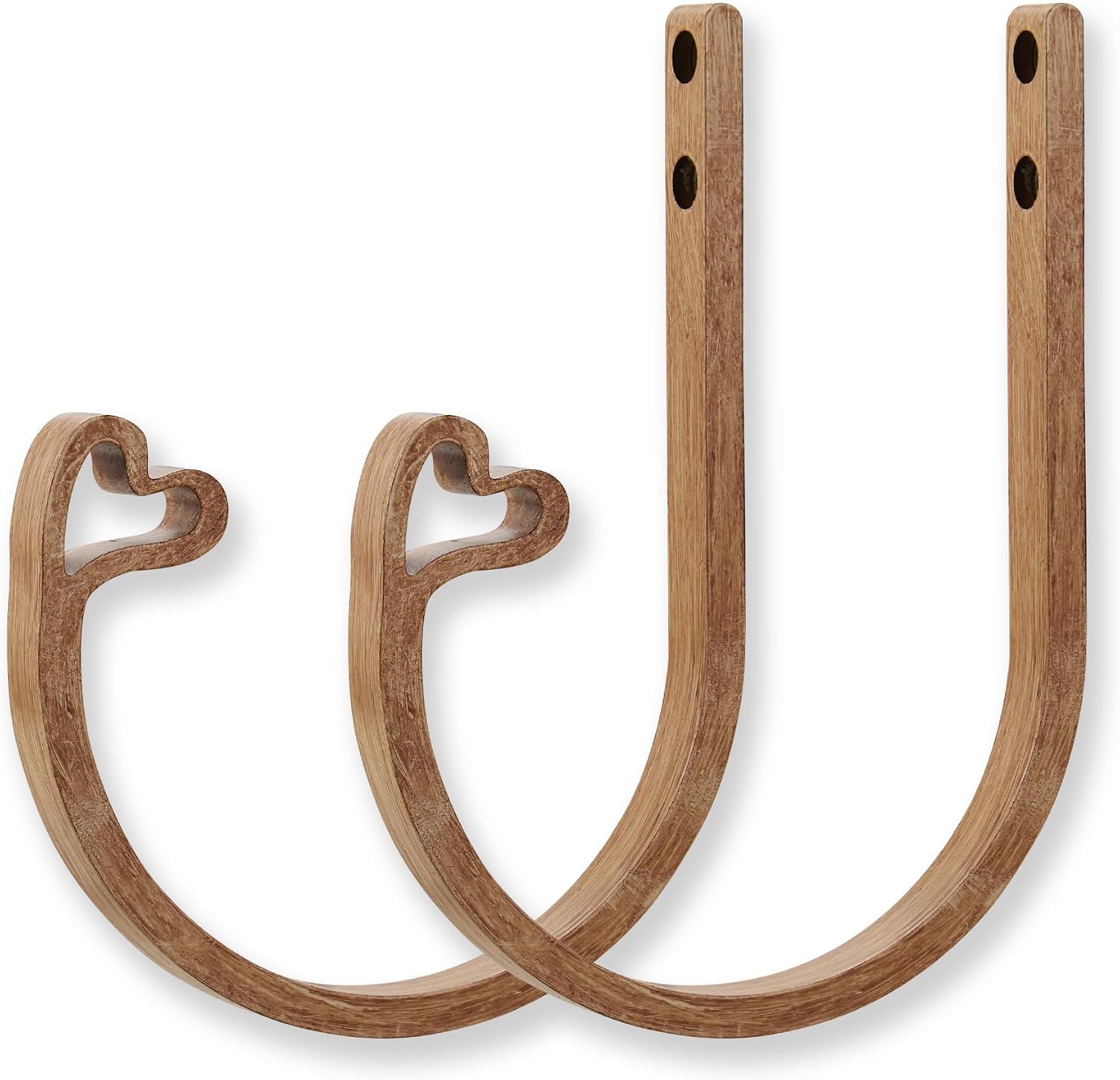 2Pcs Curtain Holdback,Premium Solid Aluminum Wall Mounted Curtain Tiebacks,Rust-Proof,Brown Wood Grain