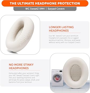 WC SweatZ and BandZ Bundle Pack for Sony WH-1000XM4 Headphones | Sweat Covers and Headband Cover | Beige