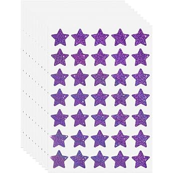 Glitter Star Stickers 25 mm Holographic Purple Sparkling Self-Adhesive Labels Waterproof & Writeable for Children Scrapbooking Reward Decoration Pack of 350