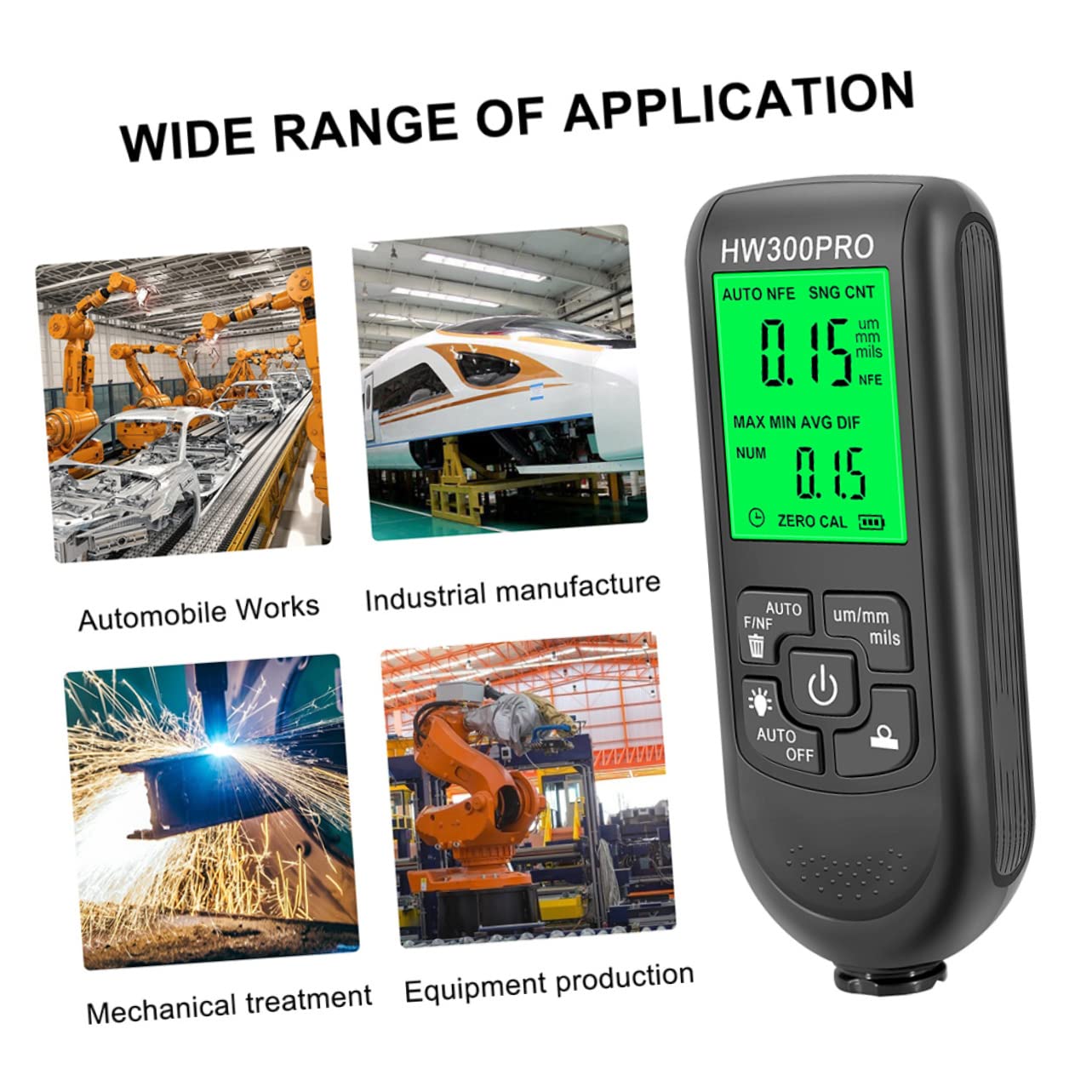 VILLFUL 2pcs Automotive Coating Thickness Gauge Paint Film Meter Digital Paint Depth Gauge for Car Detailing