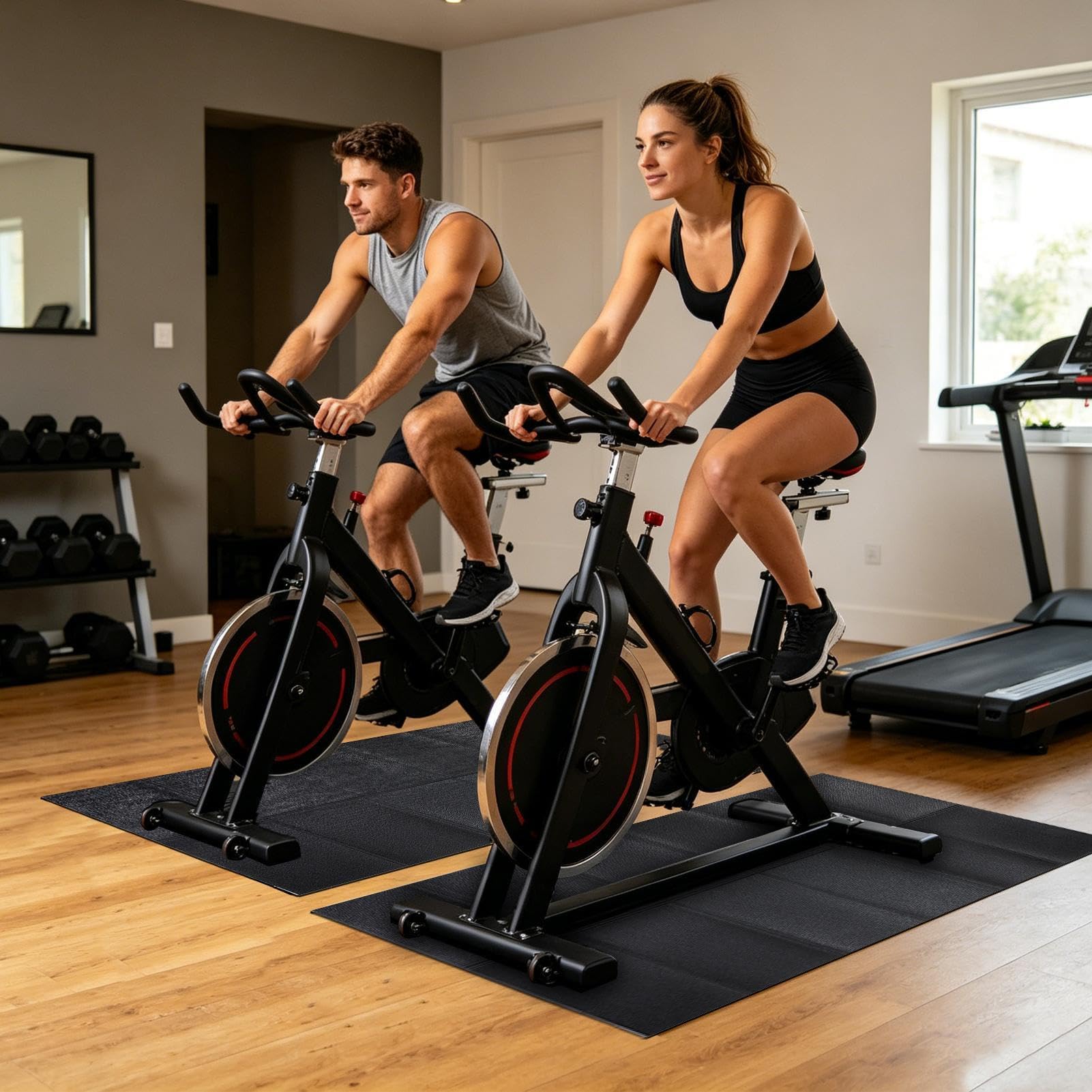 Mata Treadmill, składana, ciężka do domowego sprzętu gimnastycznego, bez poślizgu podłogi z wstrząsami, chłonna podkładka do treadmill, eliptycznego roweru do jogi, treningu w pomieszczeniach