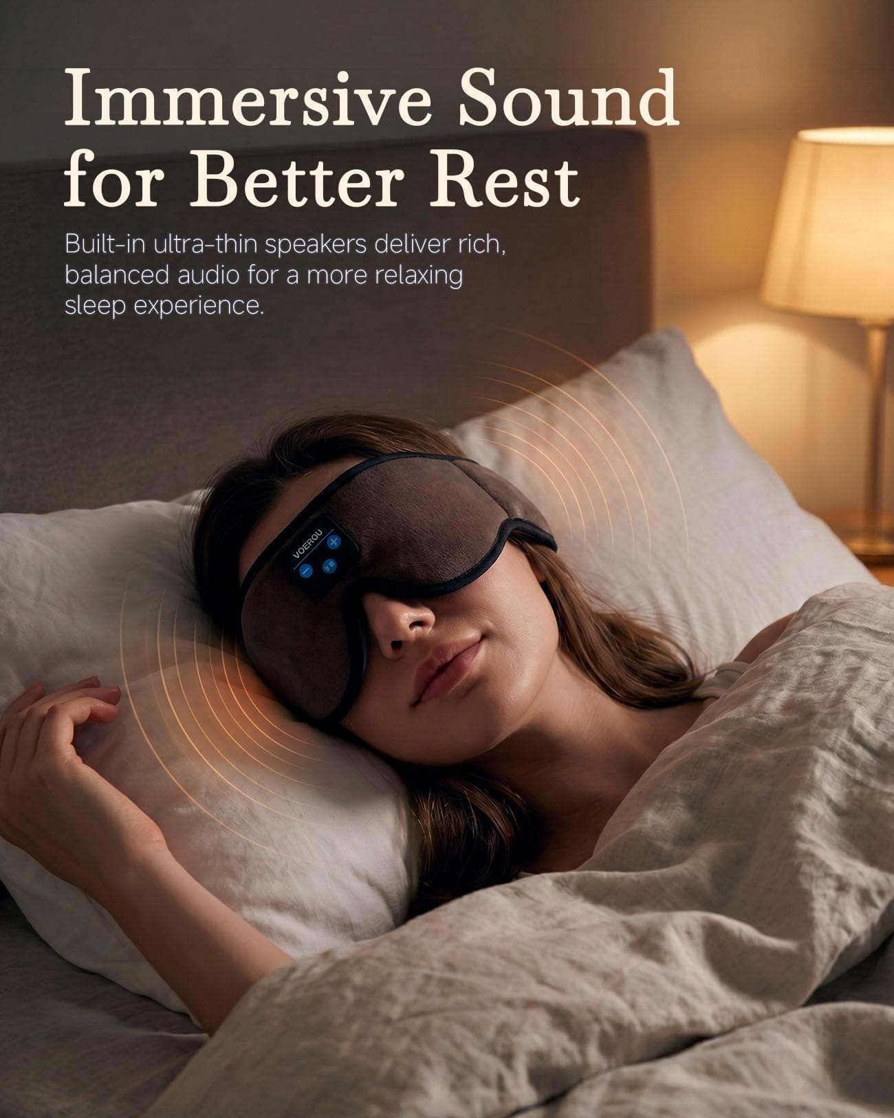 Voerou Auriculares Bluetooth para dormir, regalo de viaje ligero | Altavoces ultrafinos de 0.2 pulgadas, carga rápida 2H, tela suave transpirable, lavable, ideal para dormir, viajar y regalar.