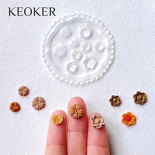 Miniatura 10 de KEOKER Moldes de arcilla polimérica de flores 4 piezas de moldes de arcilla polimérica rosa para hacer joyas moldes de arcilla en miniatura de