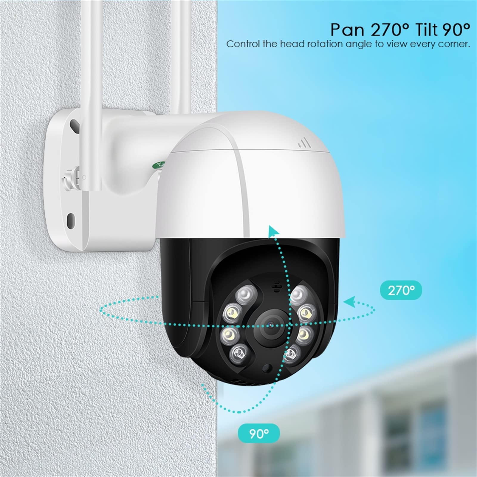 cámara de seguridad gran angular, Cámara IP Wifi 4K de 8MP for exteriores, videovigilancia inalámbrica H.265 de 5MP, HD 1080P, detección humana Ai, seguimiento automático, cámara de seguridad CCTV con