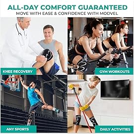 Modvel 2 Pack Knee Brace for Women & Men - Workout Knees Compression Sleeve for Knee Pain Relief Joint Support for ACL, Arthritis, Meniscus Tear Knees Brace for Sports, Rodilleras para Gym Fitness
