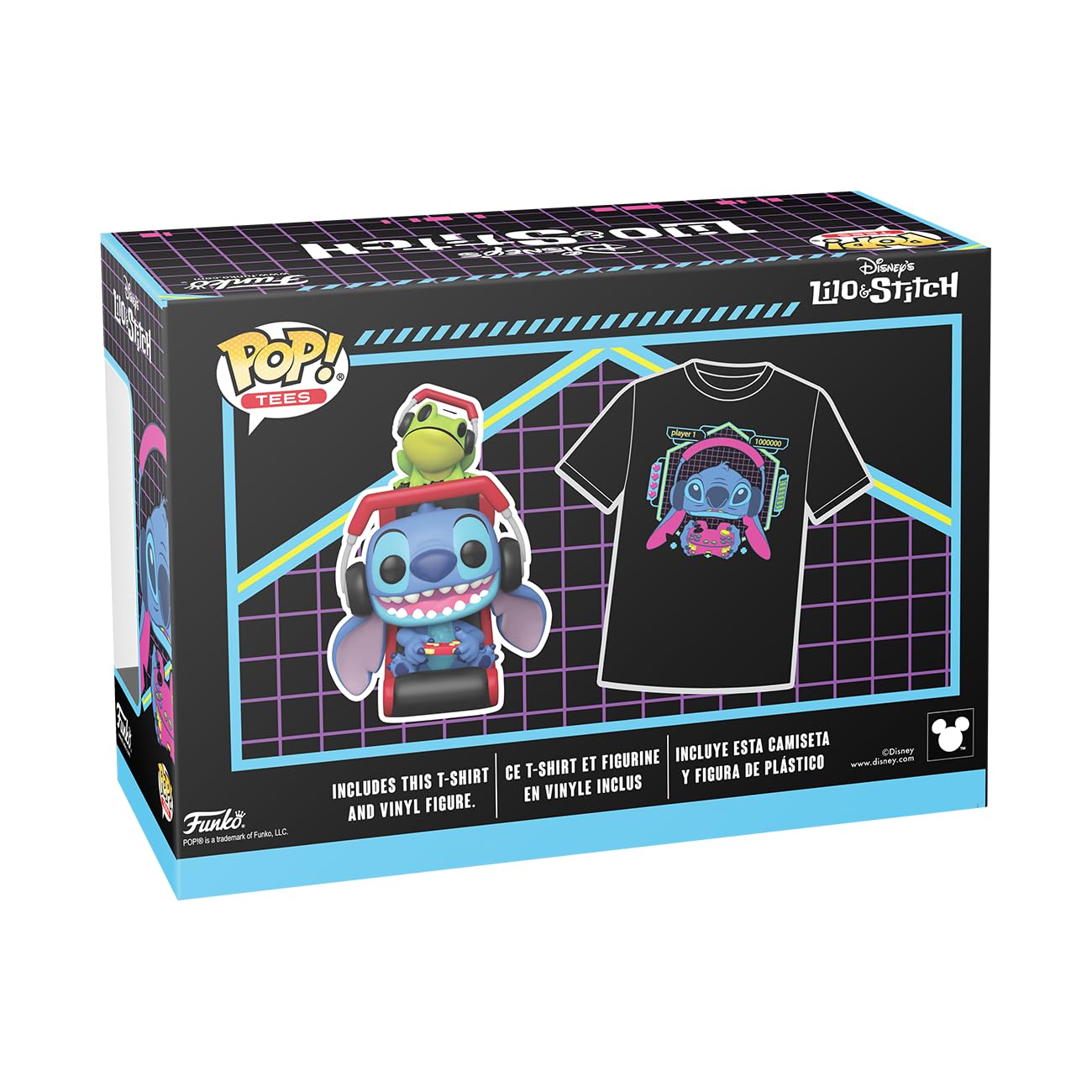 Funko POP! & Tee: L & S - Gmr Stitch With Frog With Frog - M - Lilo And Stitch - T-Shirt, Maglietta Vestiti a Maniche Corte con Figura in Vinile da Collezione - Idea Regalo Giocattoli per gli Adulti
