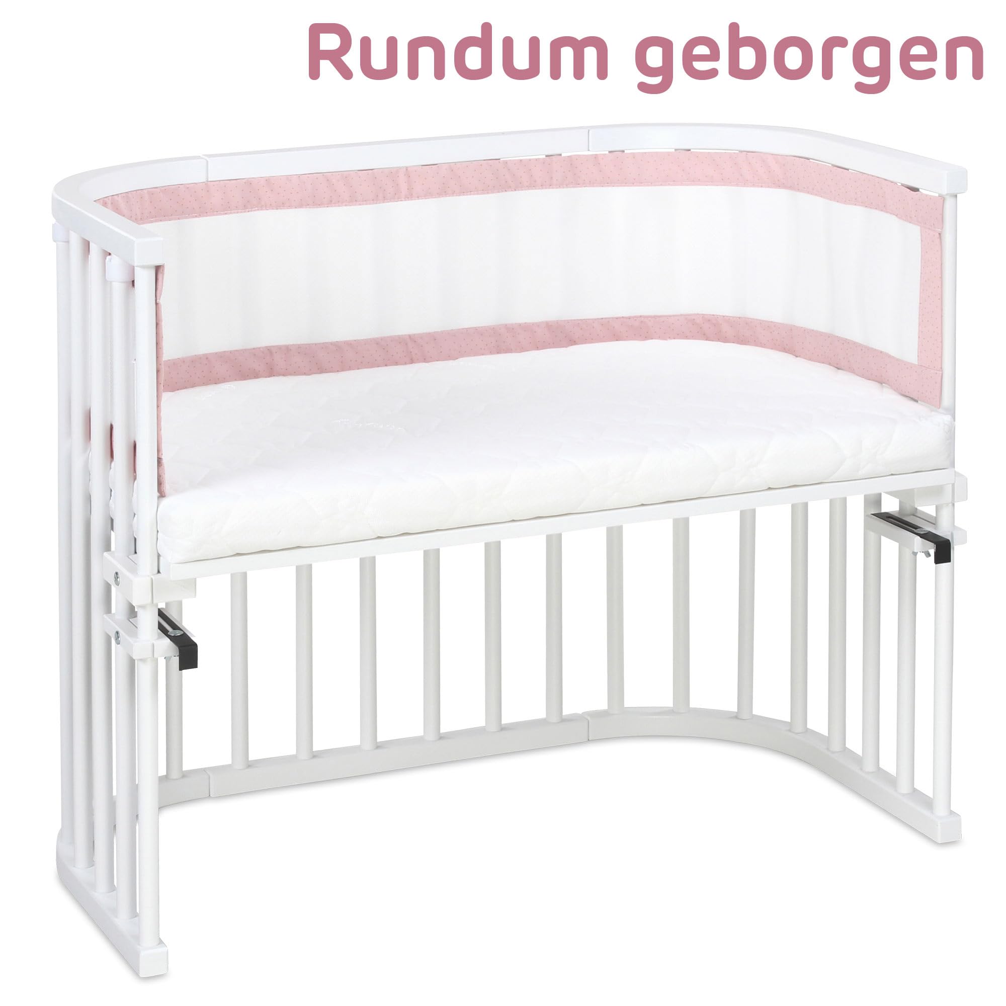 babybay Nestchen 3D Mesh Royal passend für Modell Maxi, Boxspring, Comfort und Comfort Plus, rosé Glitzerpunkte gold