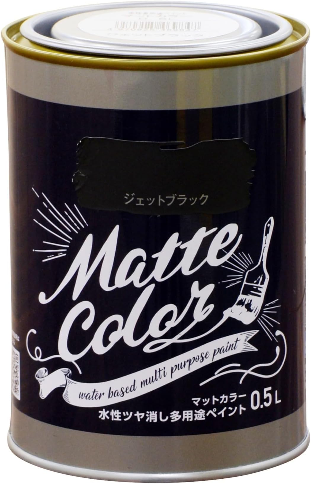 Asahipen Water-Based Multi-Purpose Paint Matte Color, 0.13 Gallons (0.5 L), Jet Black, Paint, Water-Based, Indoor/Outdoor Use, Matte, Single Coat, Low Odor, Antibacterial, Mold Resistant, Can be Used