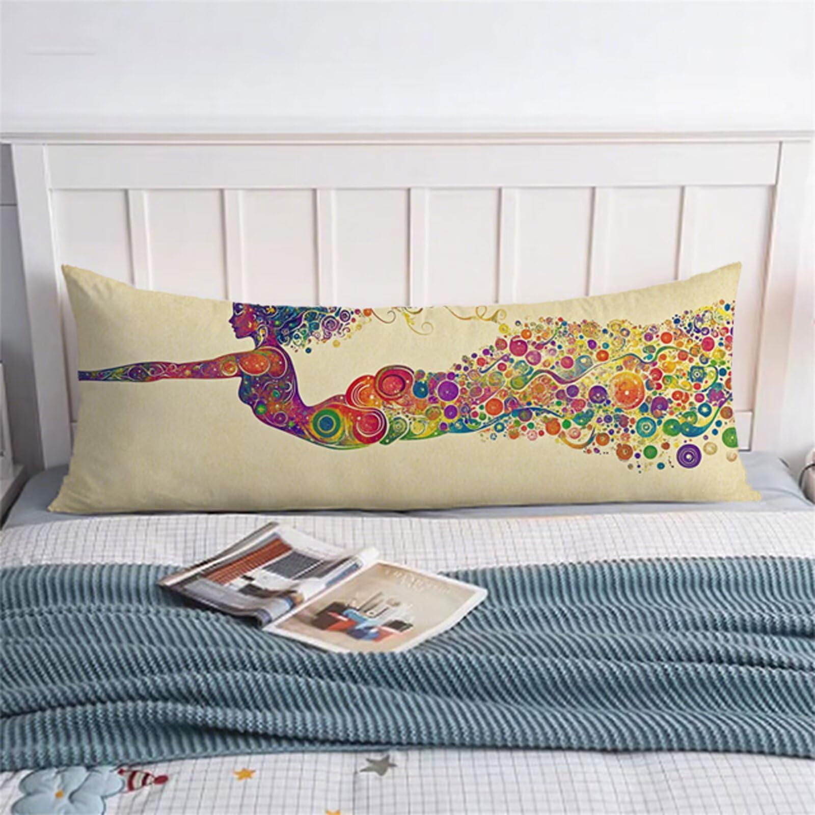 Poszewka na poduszkę 80 x 240 cm, kremowa poszewka na poduszkę 80 x 240 cm, bardzo miękka i oddychająca, nadruk dwustronny, poszewka na poduszkę z zamkiem błyskawicznym, dziewczynka xz-923