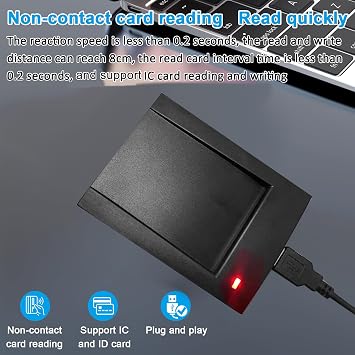RFID Card Reader 125KHz/13.56Mhz Reader Support ISO14443-A/B Protocol, IC ID Card Protocol Contactless Card IC ID Reader USB Port Compatible with Windows XP/7/8/10/11