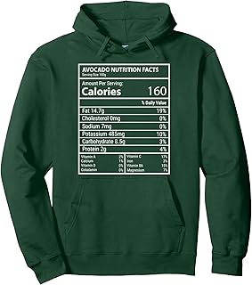 Avocado Nutrition Facts Minimal Funny Fruit Label Design Pullover Hoodie