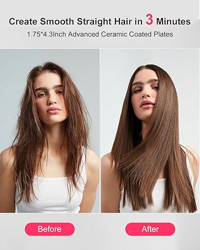 Miniatura 6 de K&K Adavance - Placas anchas para alisar el cabello, placas revestidas de cerámica Adavance, pantalla digital, calentamiento ultrarrápido, apagado