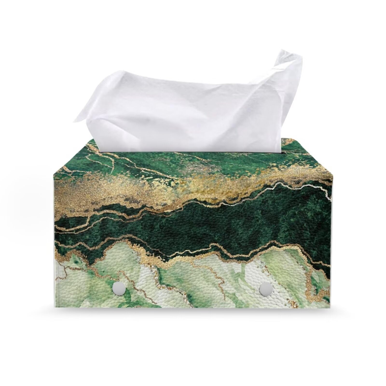 Generic Hudotybom Green Marble Tissue Box Cover PU Leather Rectangular Tissue Box Holder Potable Tissue Organizer Case for Bathroom,Tabletop, Car, Office Kitchen Home Decoration, CZA62