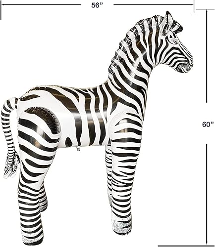 Miniatura 2 de Jet Creations Juguete inflable de cebra de 60 pulgadas de alto, para decoración de diversión infinita, globos de fiesta para niños y adultos,