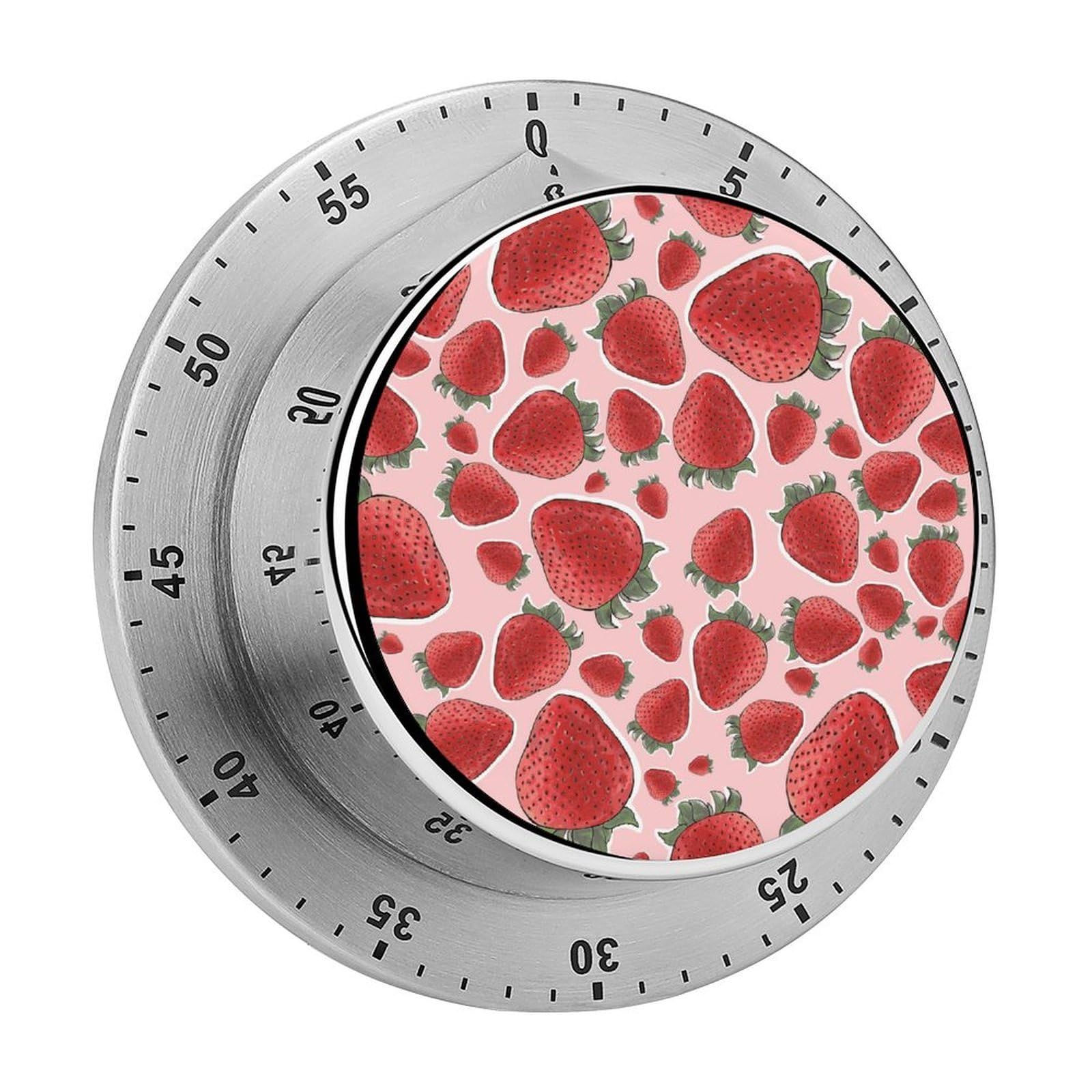 Strawberry Fruit Pink Circular Rotating Timer, Suitable for Kitchen and Bedroom