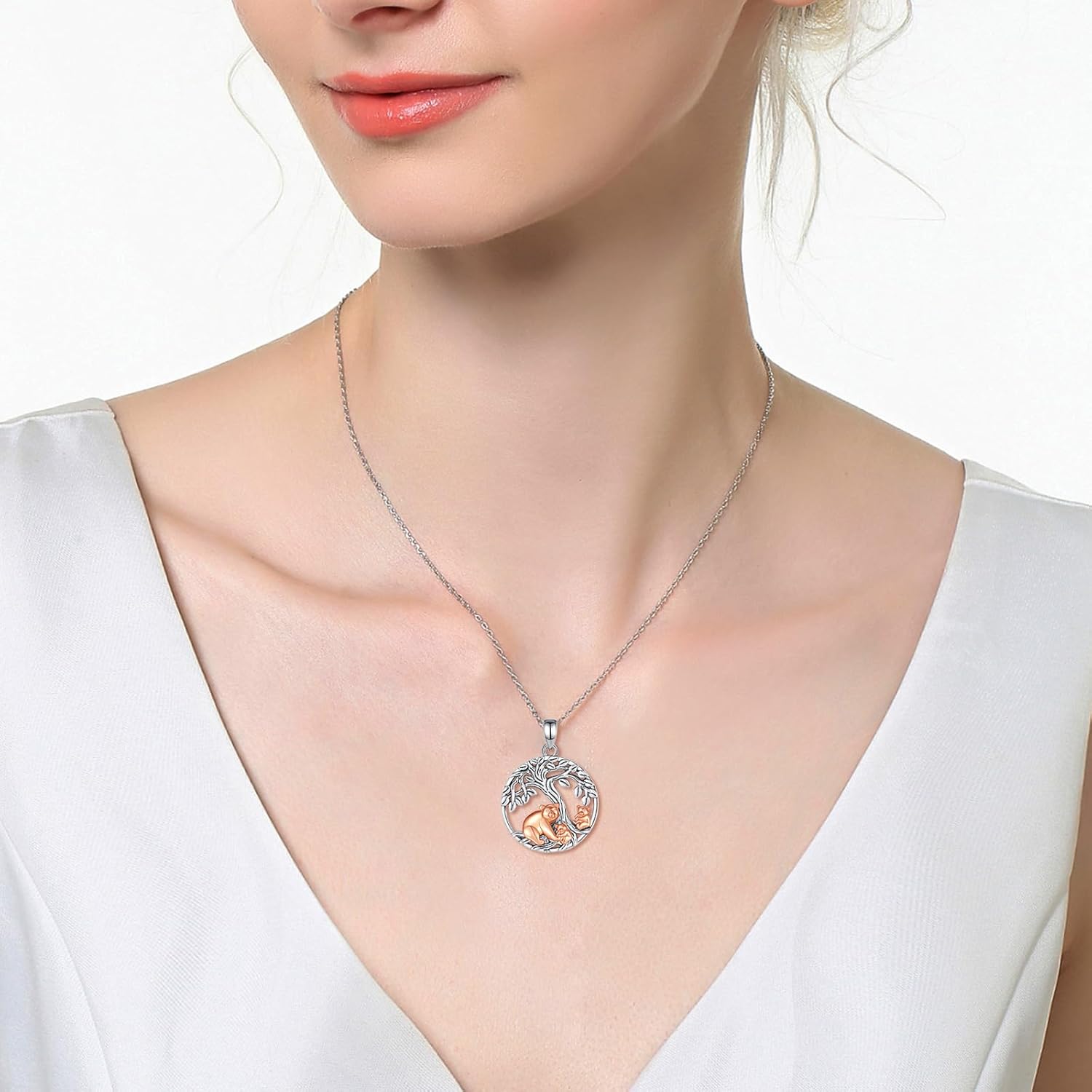 INFUSEU Cute Mama Bear Elephant Necklaces Tree of Life for Women Motherhood & Family Love Gifts - Image 3