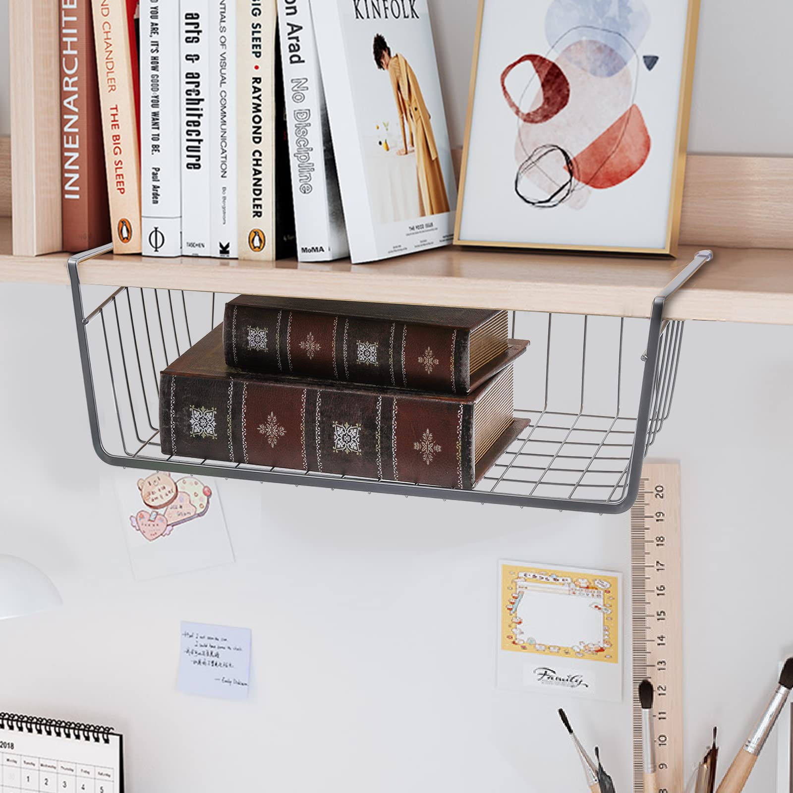 Jucoan 3 Stück Regalkörbe, 38 x 25,4 x 15 cm, zum Einschieben, Drahtkörbe, zum Aufhängen unter dem Schrank, Regal, Aufbewahrungskörbe für Küche, Speisekammer, Schrank, Bücherregal, groß