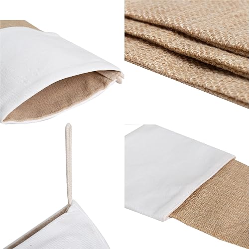 Miniatura 5 de Kunyida Medias de Navidad de arpillera de 20 pulgadas a granel, medias neutrales de Navidad para colgar en la chimenea, paquete de 15