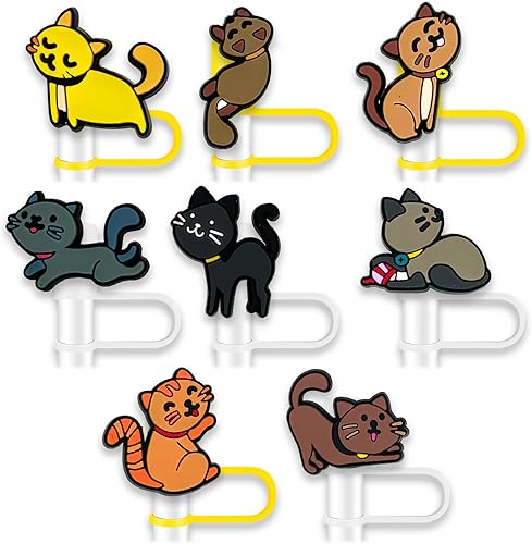 8 fundas de popote de gato para copa Stanley, 0.394 in de silicona, para vasos Stanley, accesorios
