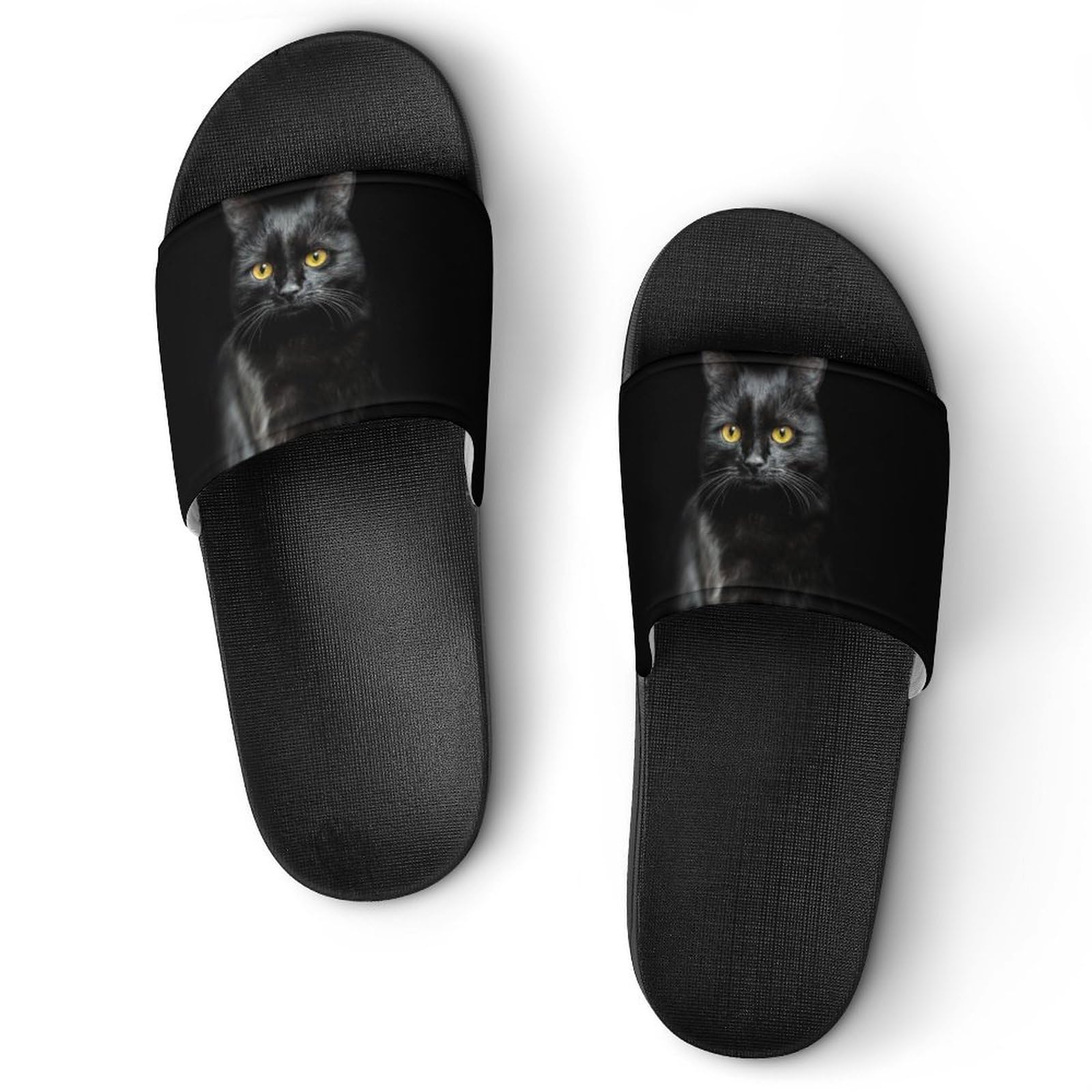 Claquettes femme chat noir : pantoufles de bain et chaussons de maison - 8
