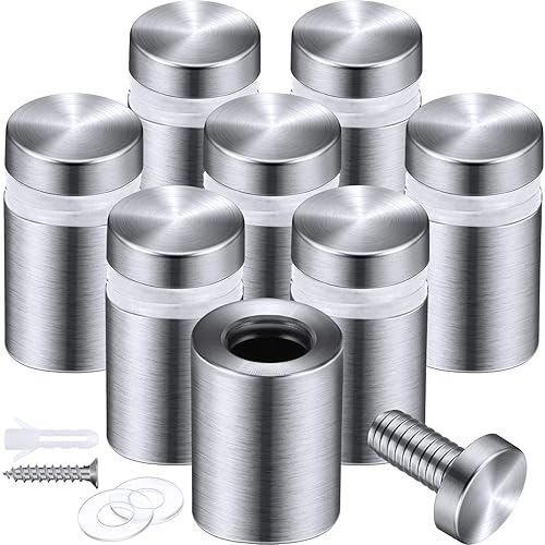 Miniatura 1 de Tornillos de separación para señales, tornillos de publicidad de acero inoxidable, soportes de pared de cristal acrílico, 8 piezas (12 x 34 pulgadas)