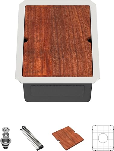 Lordear - Fregadero de barra de 12 pulgadas bajo montaje, estación de trabajo, calibre 16, T304, 12 x 15, acero inoxidable, fregadero de cocina de