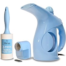 Inspired Living Fabric Care Kit 3-Piece Clothes Care Set with Handheld Steamer, Lint Roller & Fabric Shaver/Defuzzer Travel Steamer & Wrinkle Remover Kit Blue Egg