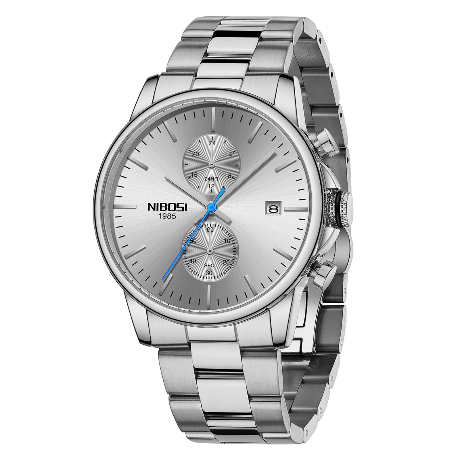 NIBOSI Mens Watch Analog Quartz Black Dial Wrist Watch for Men Business Waterproof Military Stainless Steel Gold Dress Watch Auto Date (B0CM6KX8Z6) Amazon Price History, Amazon Price Tracker